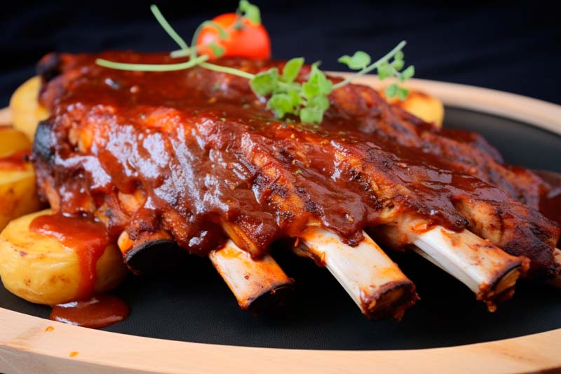 Pork ribs with BBQ sauce and curry potatoes &bull; Puchero MIX
