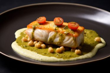 bacalao-confitado bacalao confitado con puré de garbanzos y salsa de pistachos